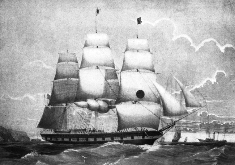 18th Century Packet ship image from Wikimedia Commons Montezumapacketship