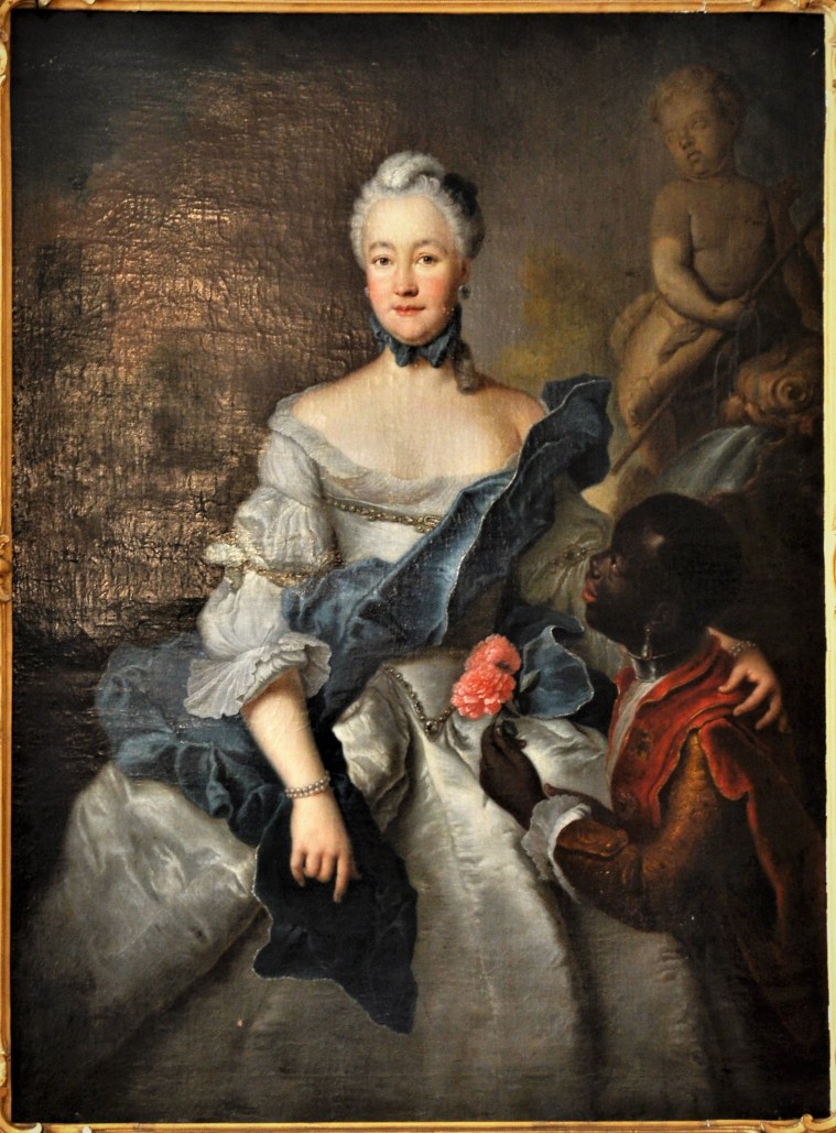 Landgräfin Henriette Karoline von Hessen-Darmstadt mit ihrem Mohren, um 1750 (Schlossmuseum Darmstadt)